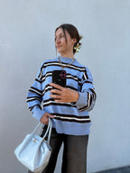 Pull rayé bleu