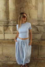Pantalon ballon vichy - Bleu