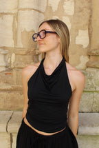 Top dos nu bijoux - Noir