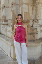 Top à pois rose