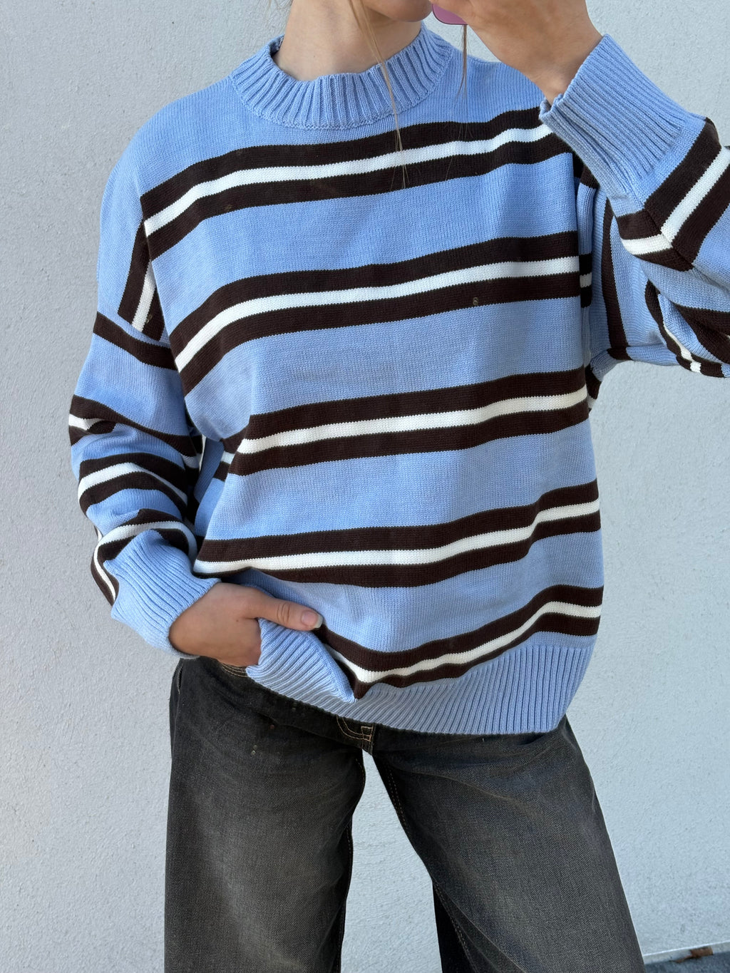 Pull rayé bleu