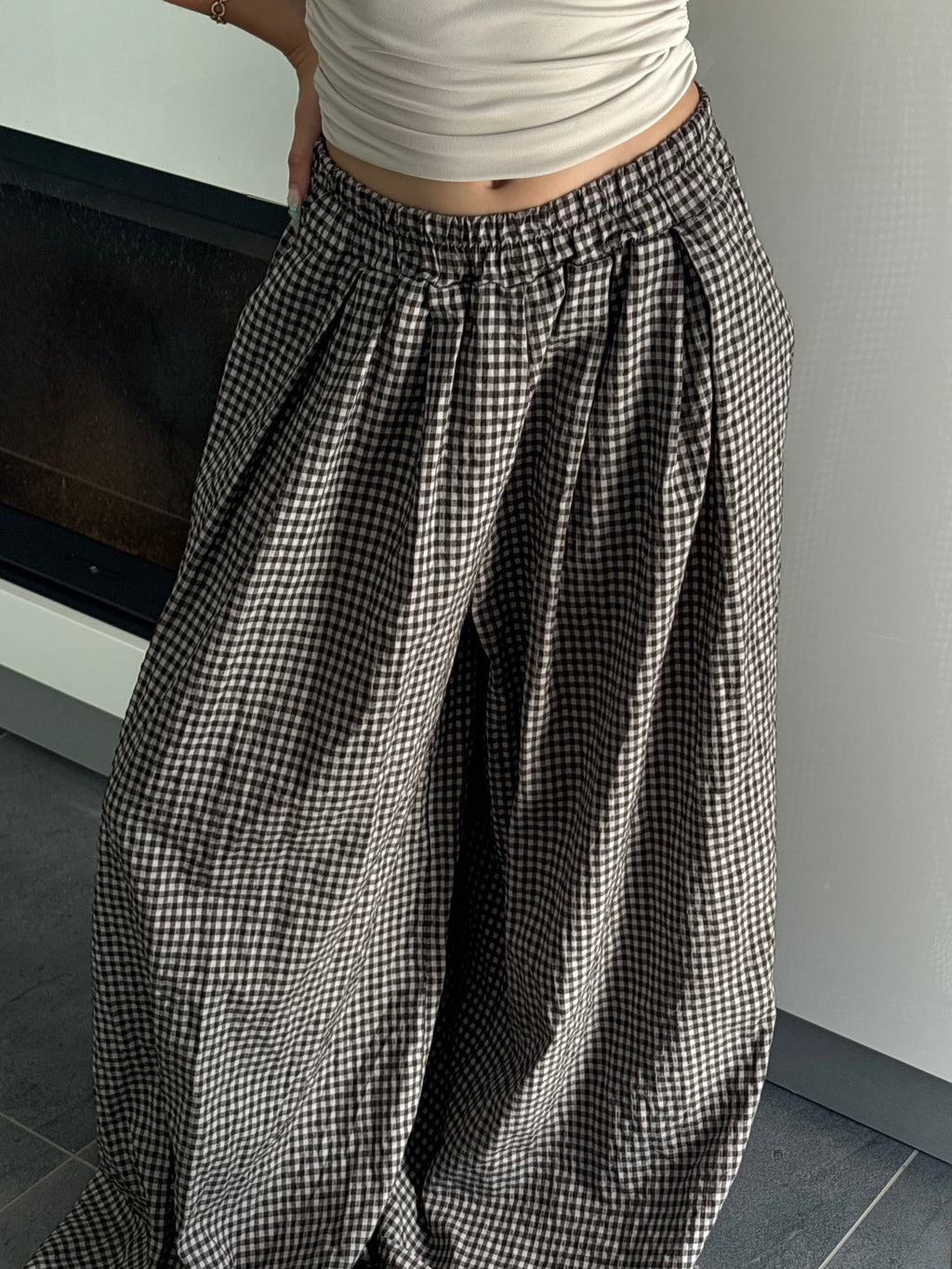 Pantalon carreaux - Marron