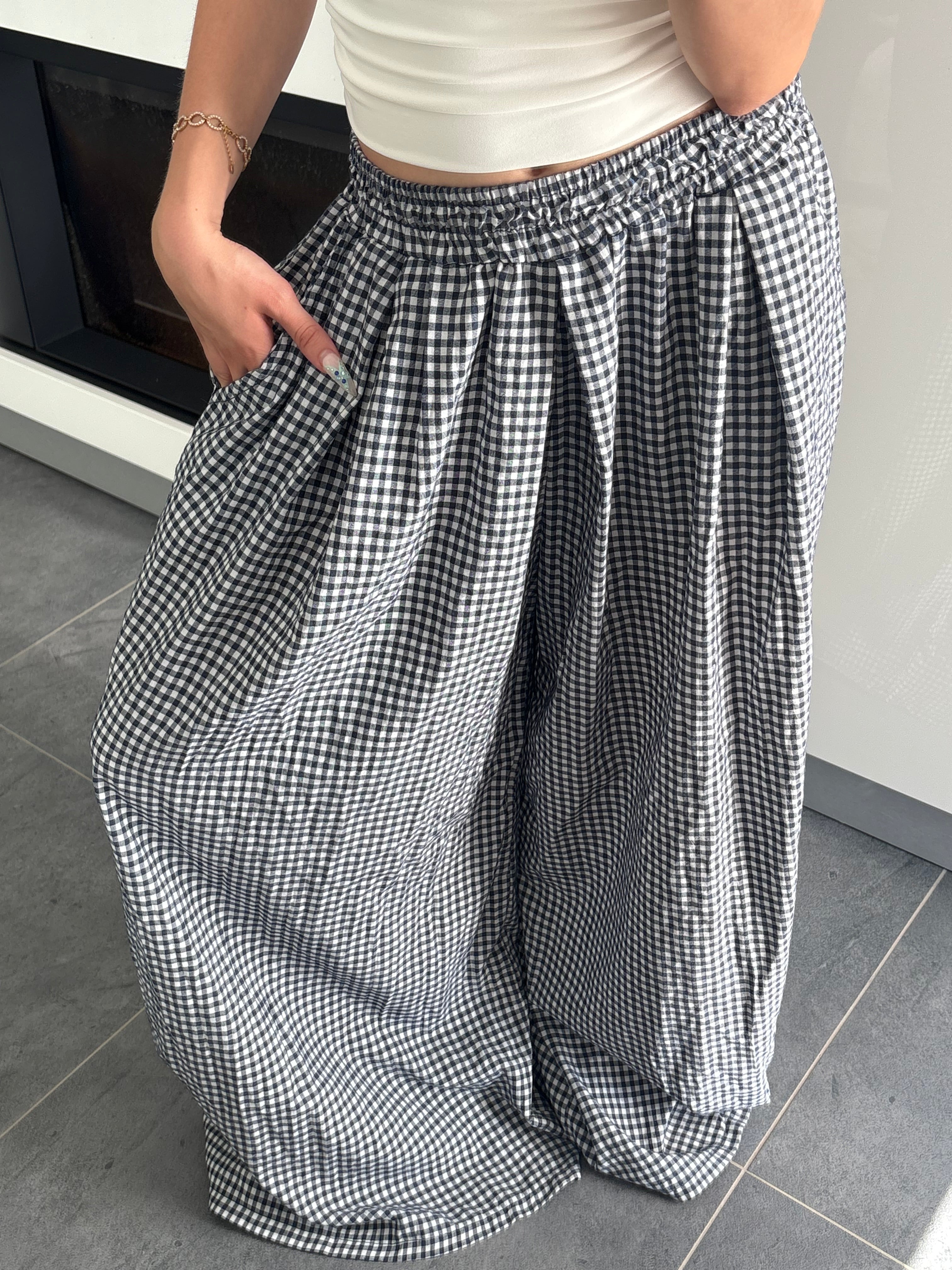 Pantalon carreaux - Marine