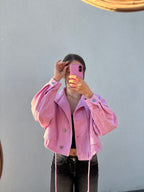 Veste en jean rose