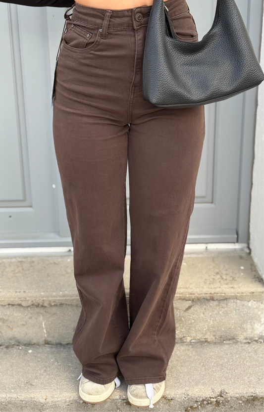 Pantalon wide-leg marron