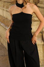 Top bijoux noir
