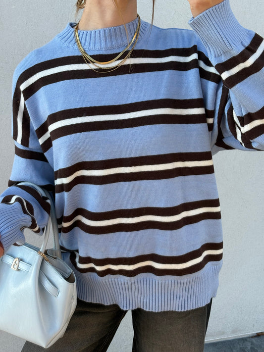 Pull rayé bleu