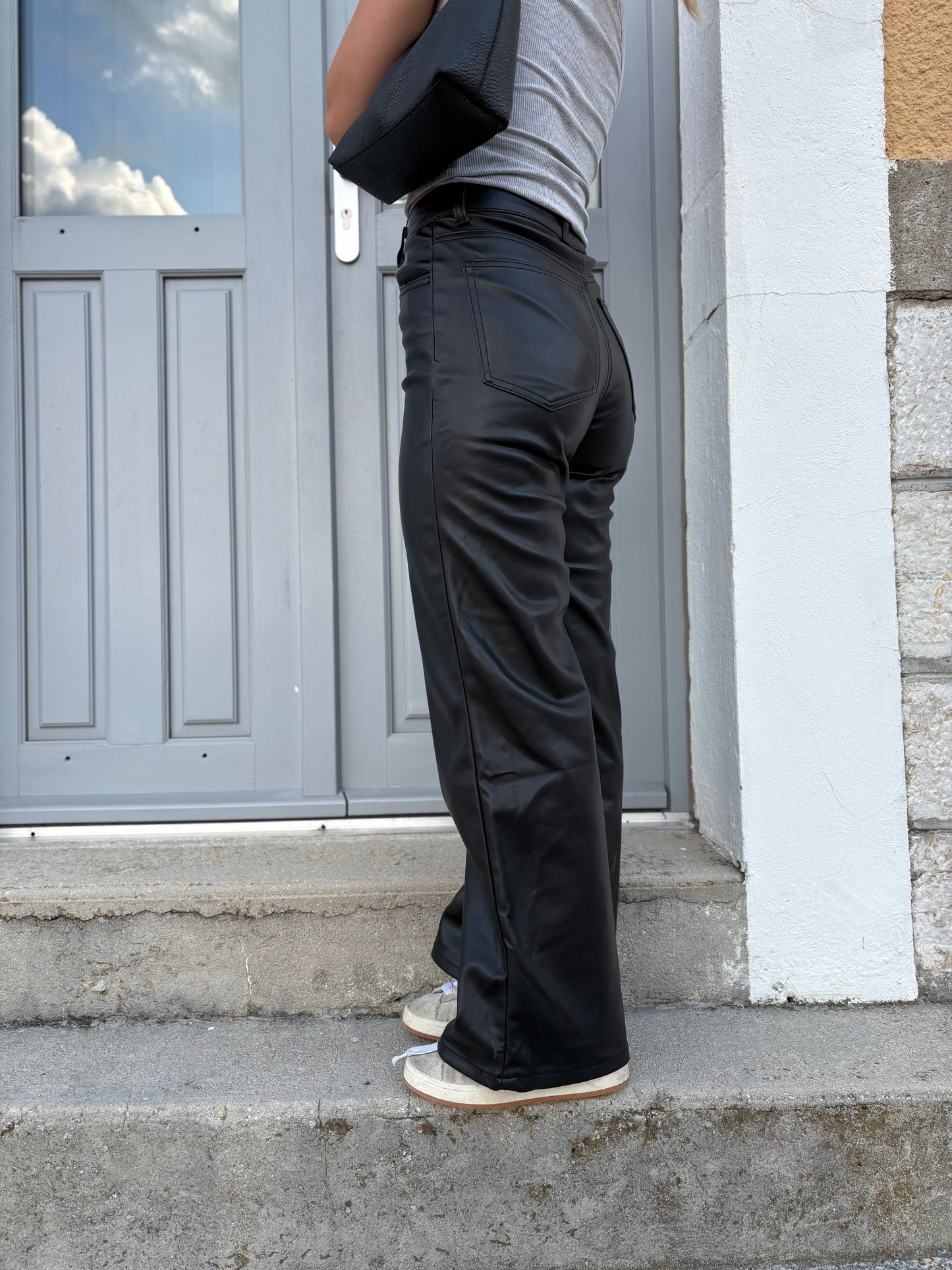 Pantalon similicuir noir