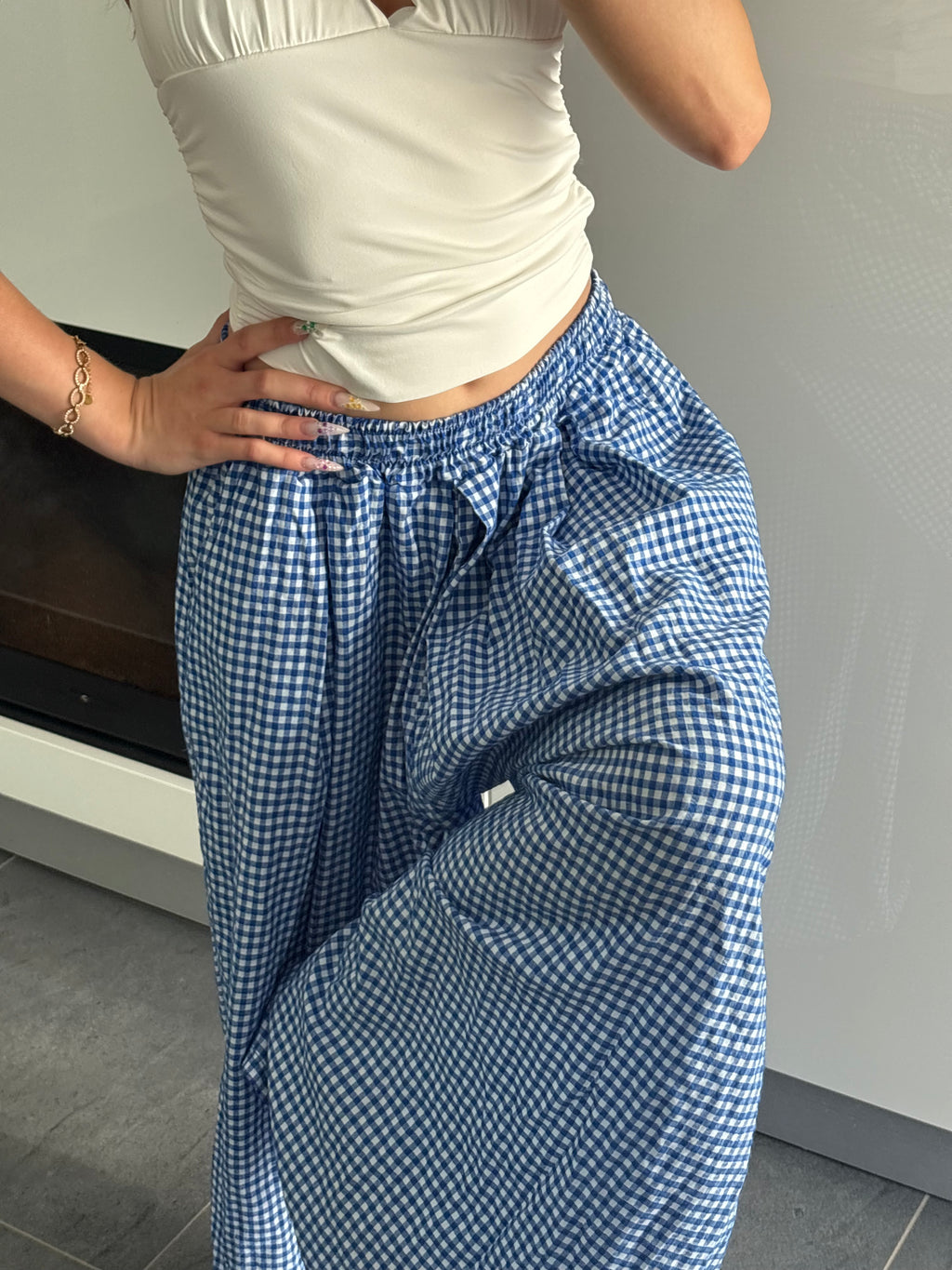 Pantalon carreaux - Bleu roi