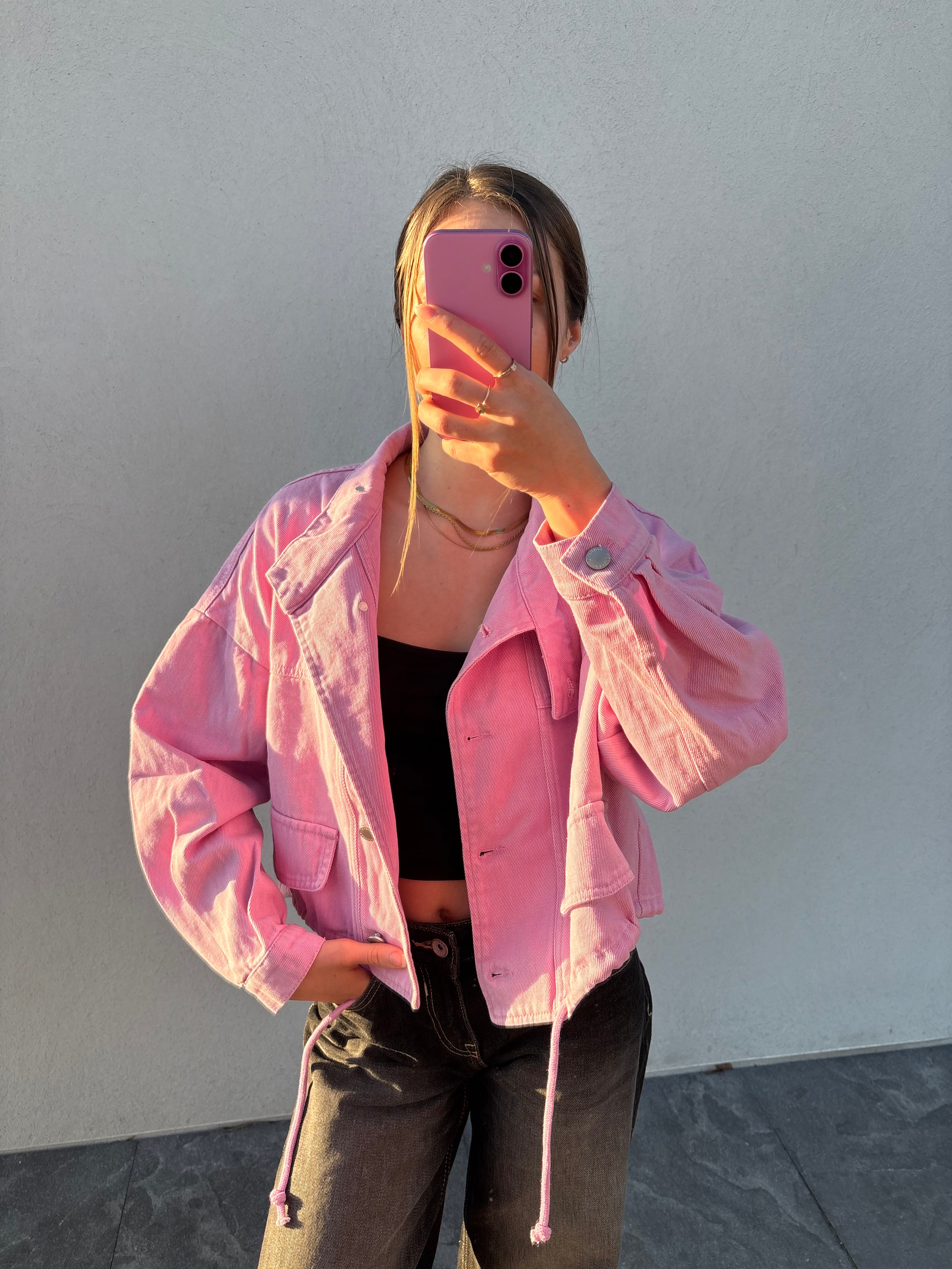 Veste en jean rose