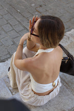 Top dos nu bijoux - Blanc
