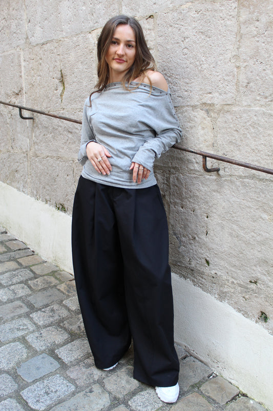 Top manches cloutées - gris