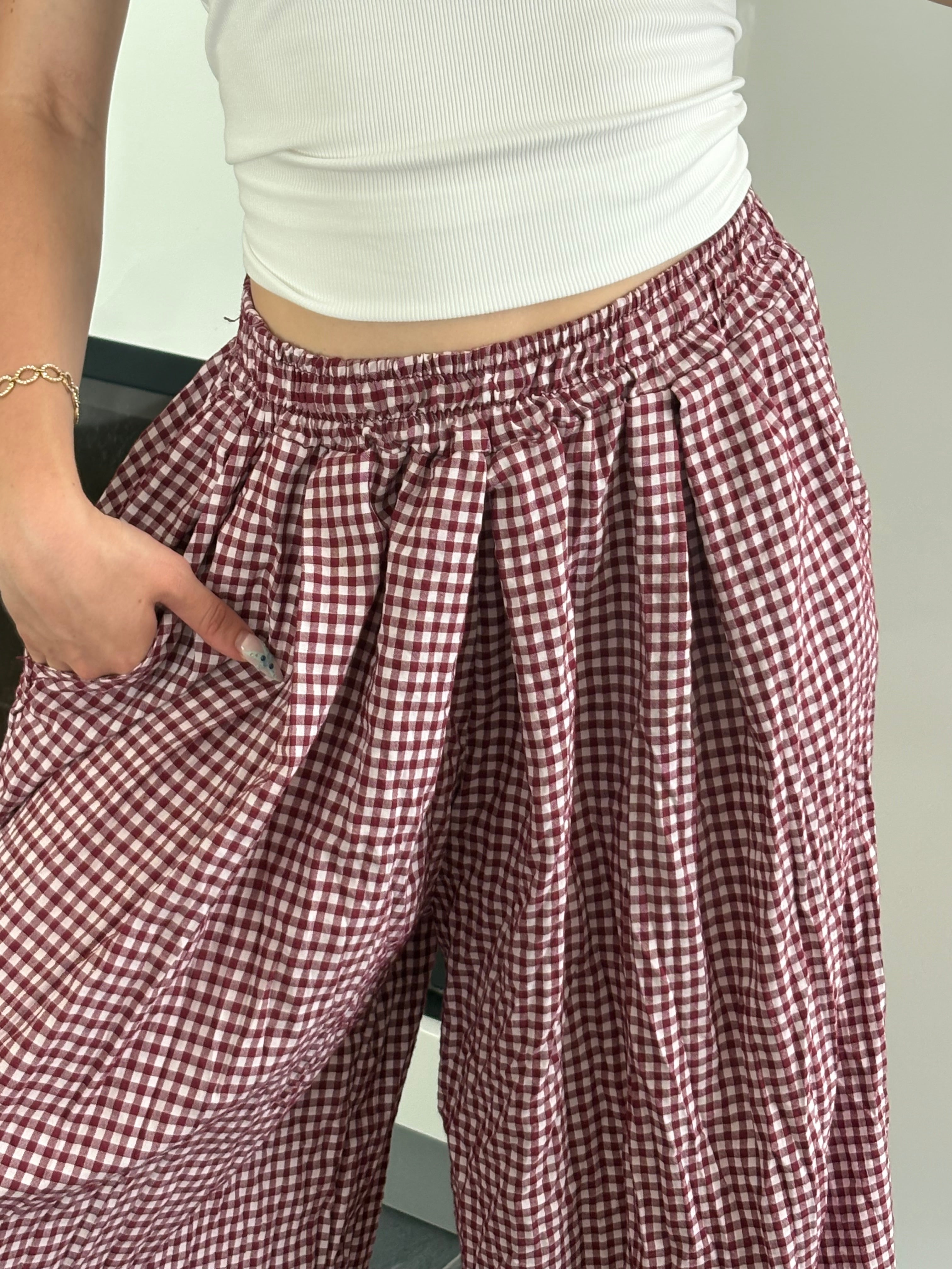 Pantalon carreaux - Bordeaux (précommande)