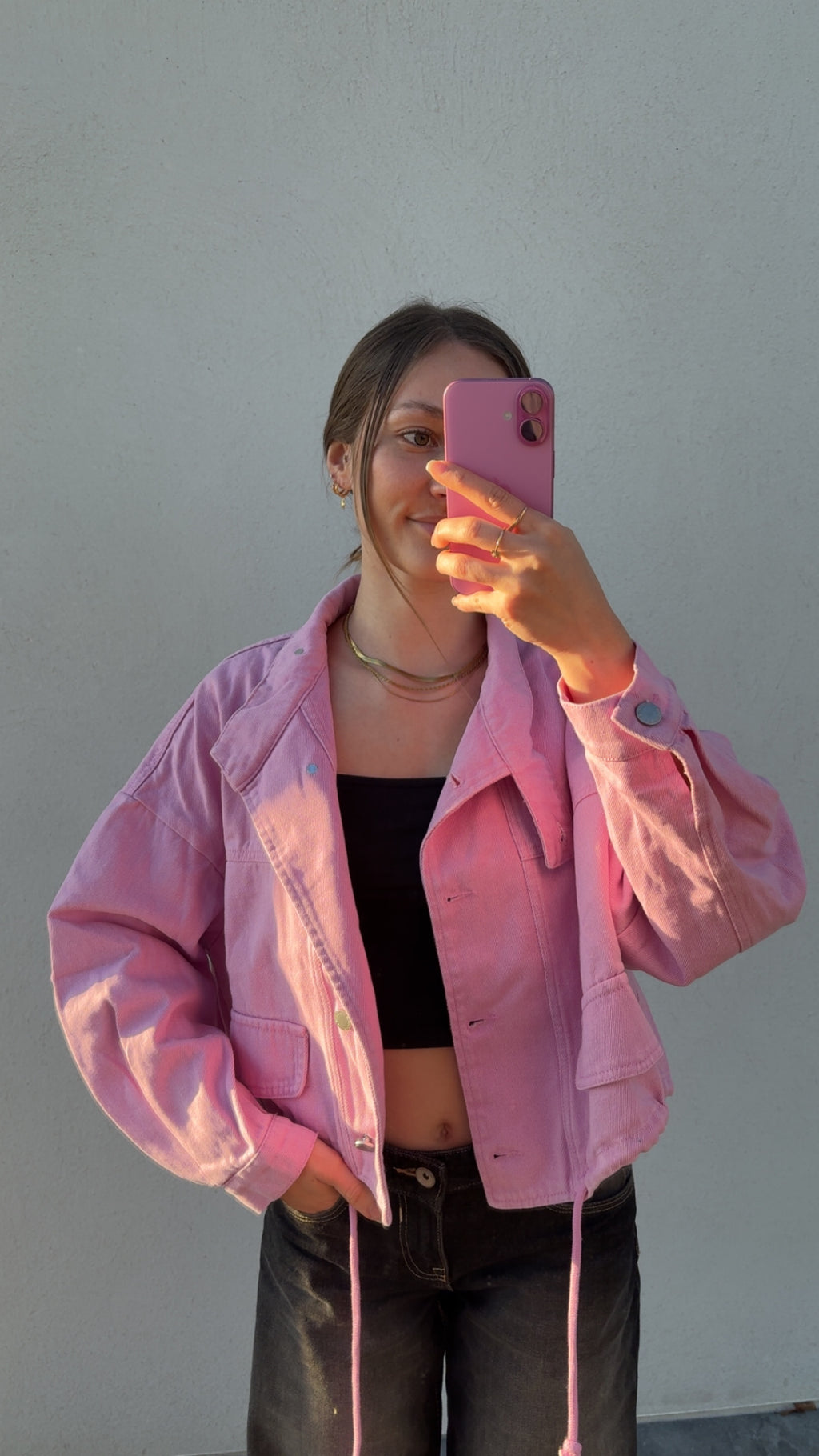 Veste en jean rose