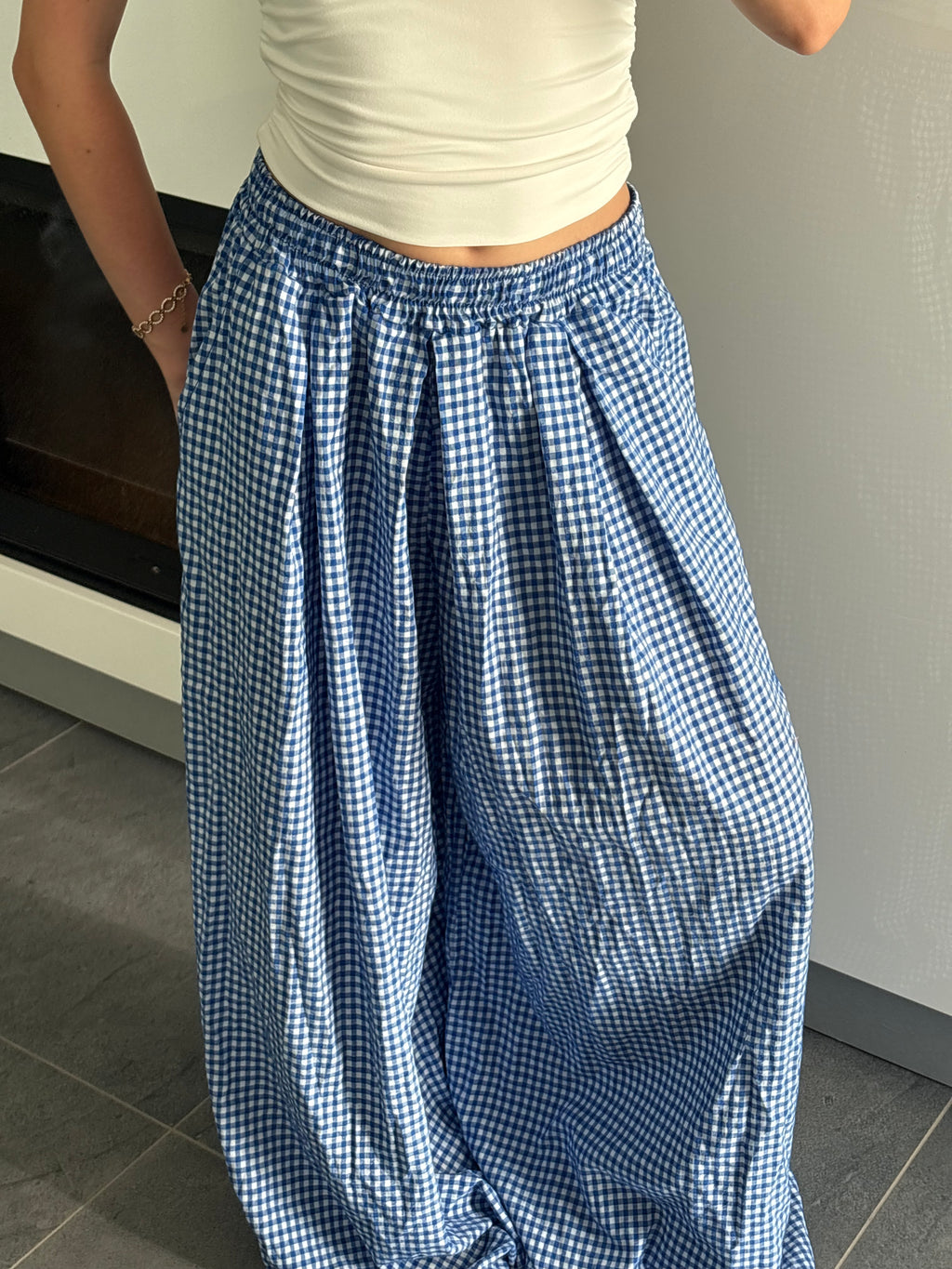 Pantalon carreaux - Bleu roi
