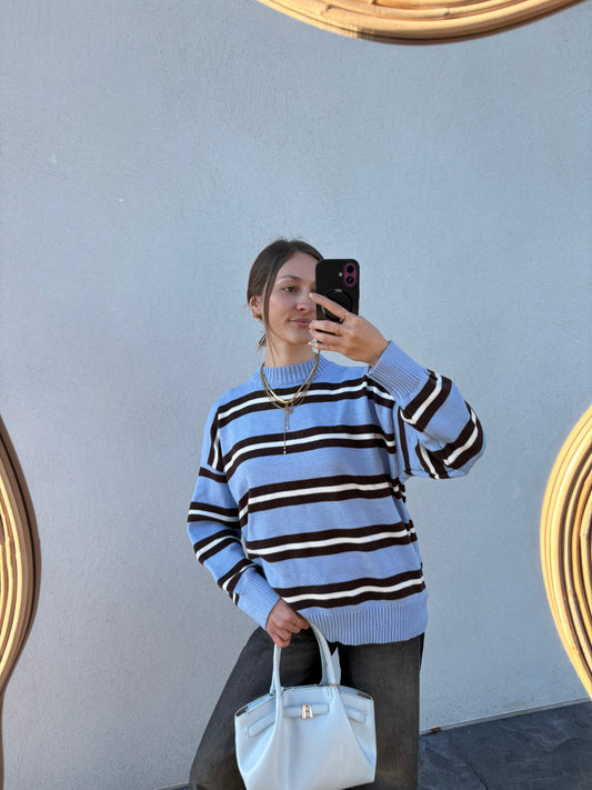 Pull rayé bleu